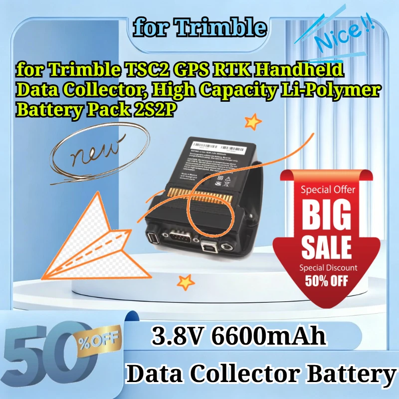 3.8V 6600mAh Replacement Battery for Trimble TSC2 GPS RTK Handheld Data Collector, High Capacity Li-Polymer Battery Pack 2S2P