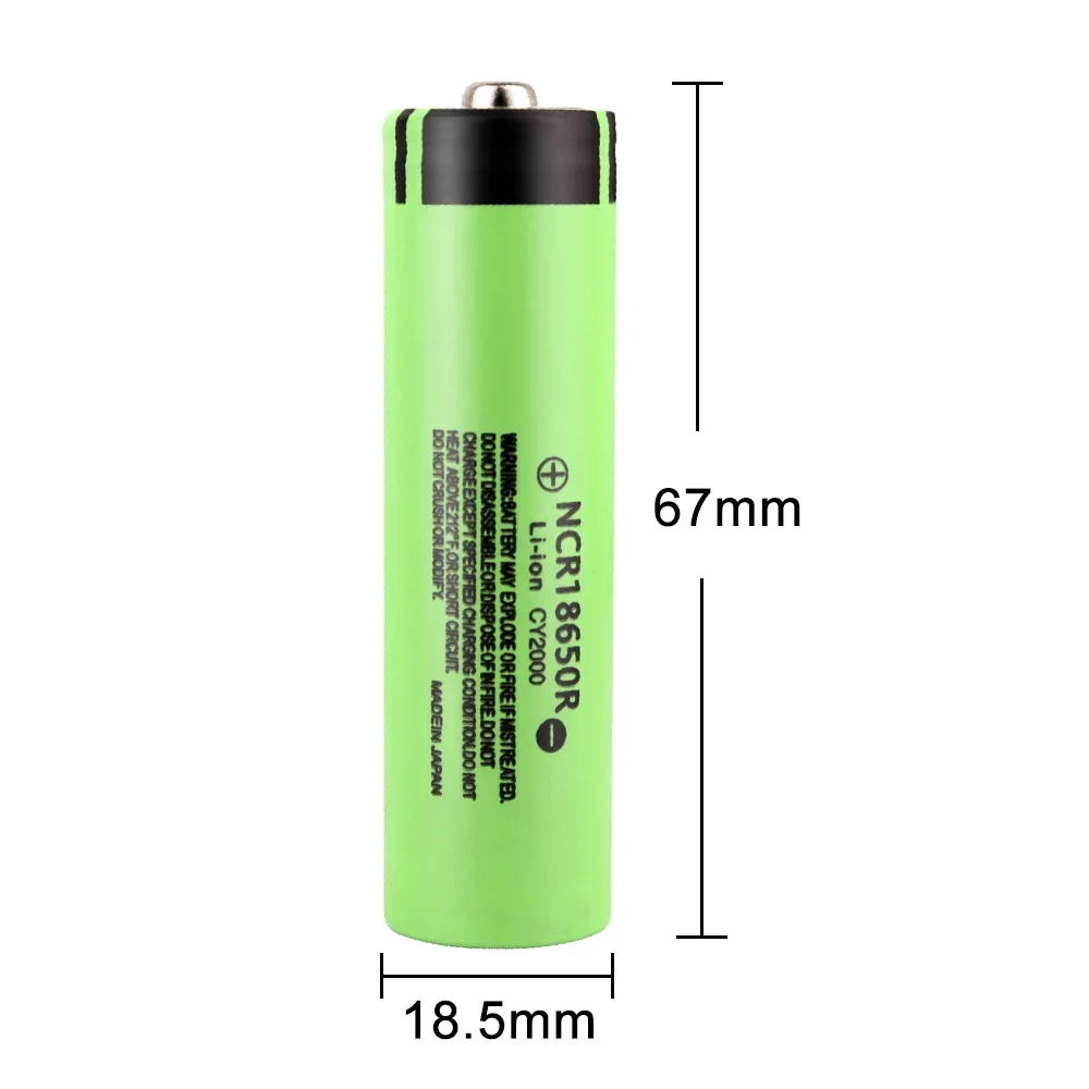 Hot 100% New Original NCR18650R 3.7V 2000mAh 18650 Lithium Rechargeable Battery For Flashlight Batteries (Button Top)