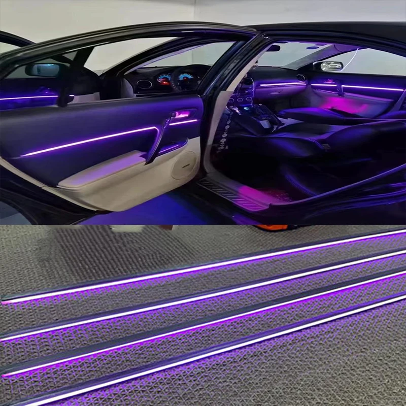 18 in 1 Ambient Light For Car Interior 64 Color Breathe Dashboard Door Decoration LED Strip Lights RGB Bluetooth App Control 12V