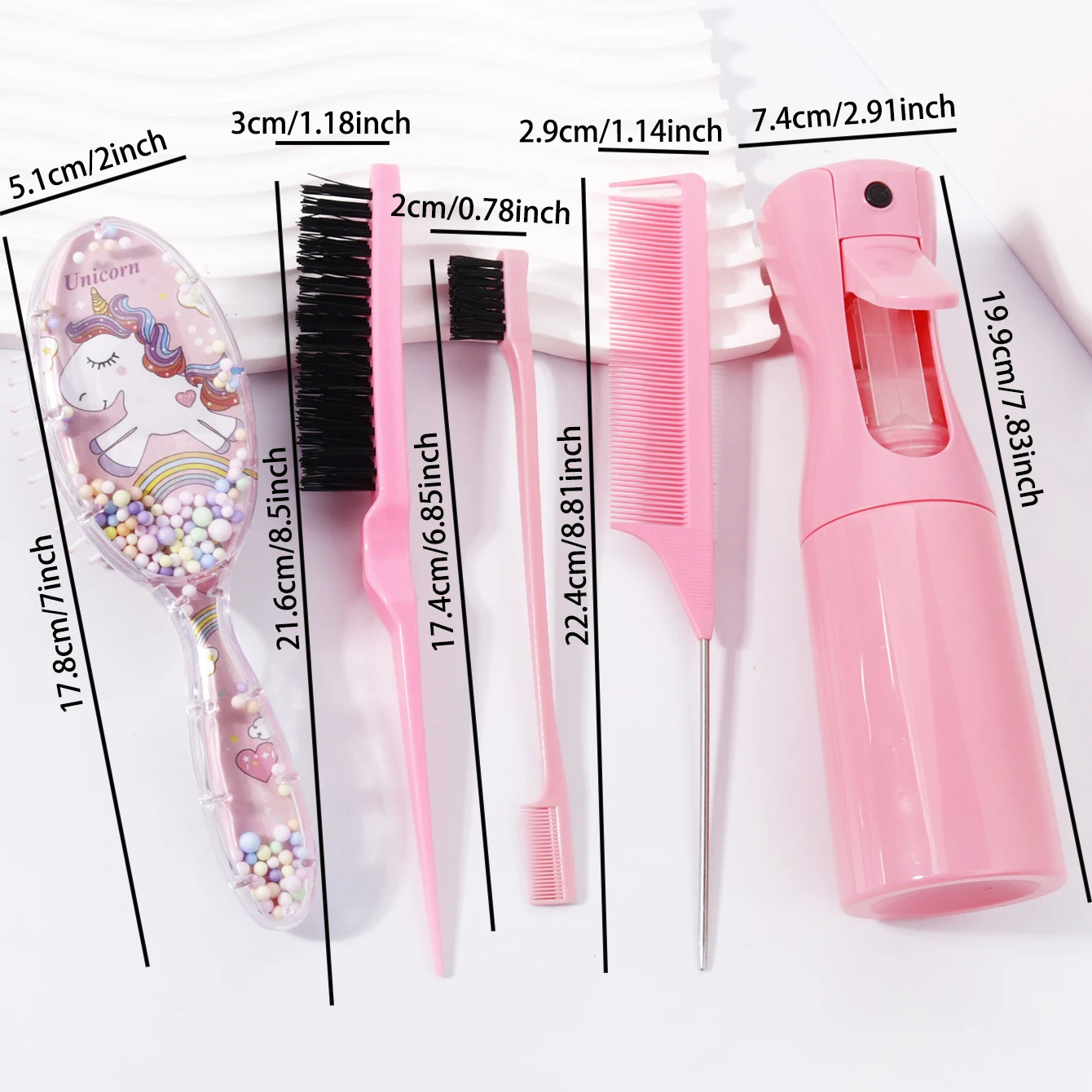 5-قطعة/مجموعة فرشاة مشط الكرتون البيضاوي وسادة هوائية مشط أداة تصفيف الشعر مجموعة مشط، خاصة للشعر المستعار الحقيقي #4