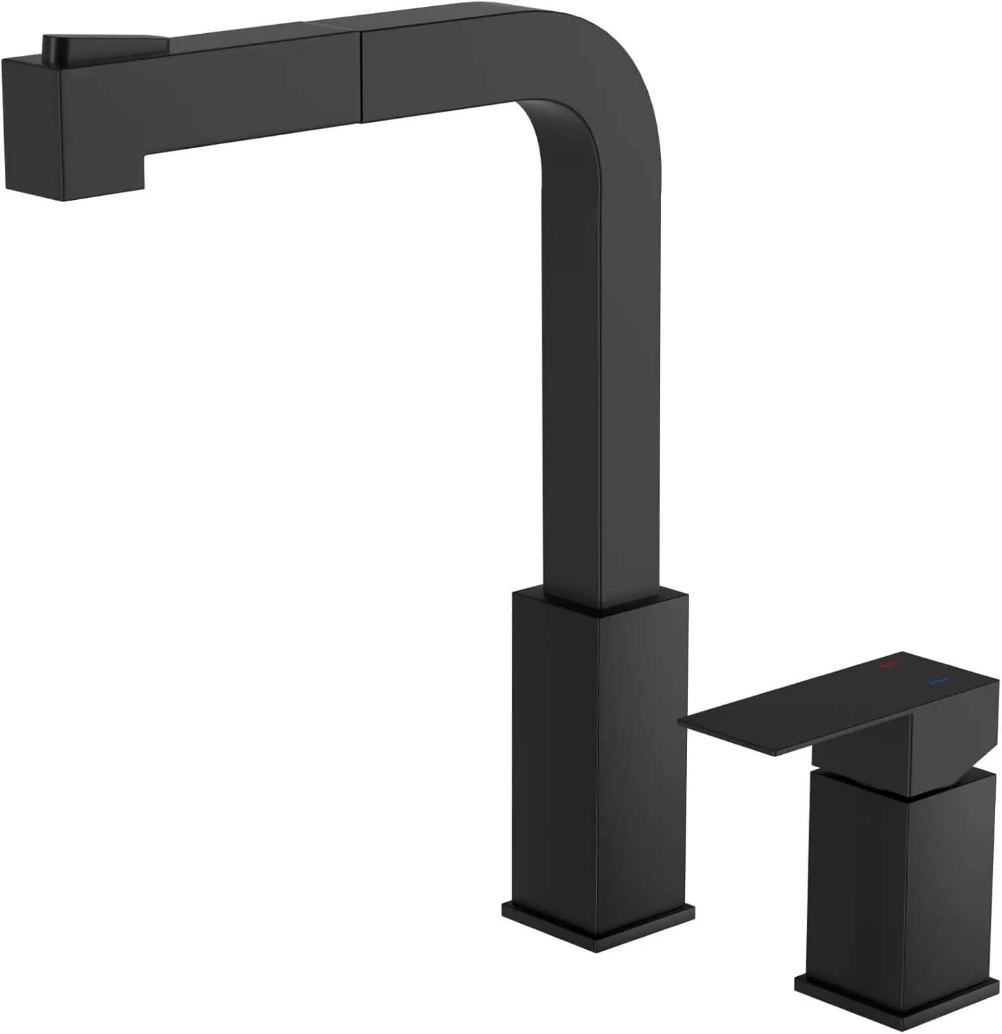 

Square Kitchen Faucet with Pull-Down Sprayer, Black Stainless Steel Single Handle Sink Faucet
