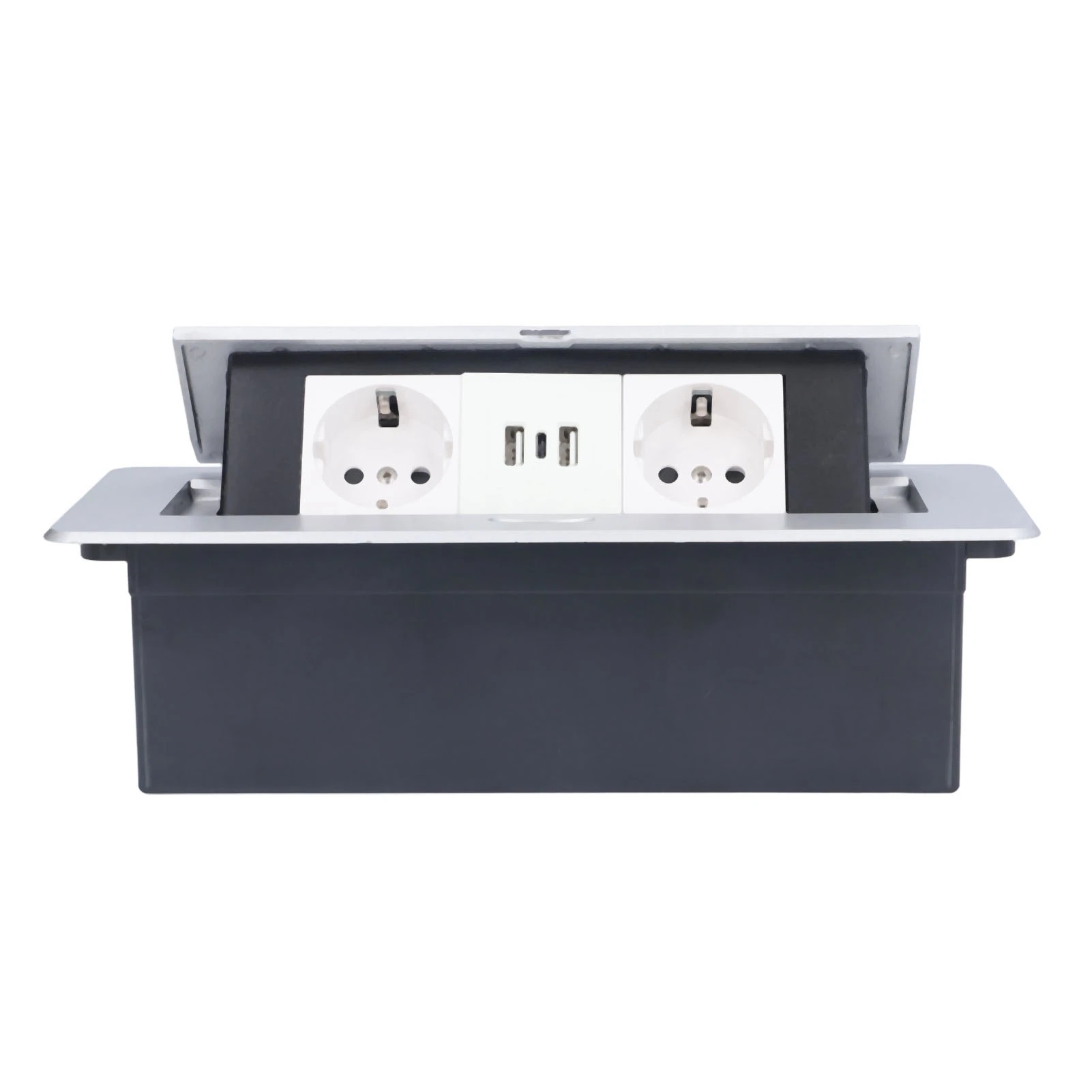Dual USB Floor Electrical Outlet Pop Up Embedded Mount Power Socket  Standard with Type‑C
