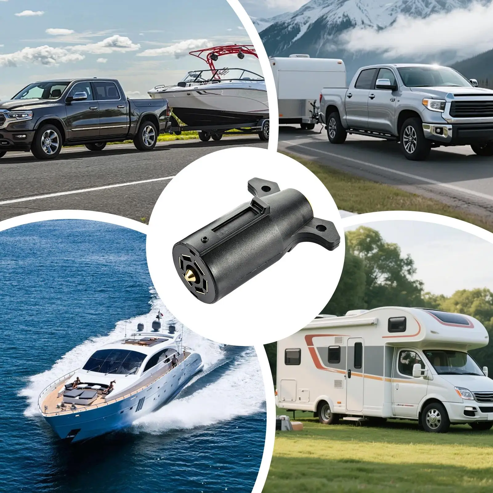 

7 Pin Trailer Connector 12v Light Socket Rv Harness Connector 7 Way Trailer Plug For Caravan Tow Car Automotive Boat Pickup