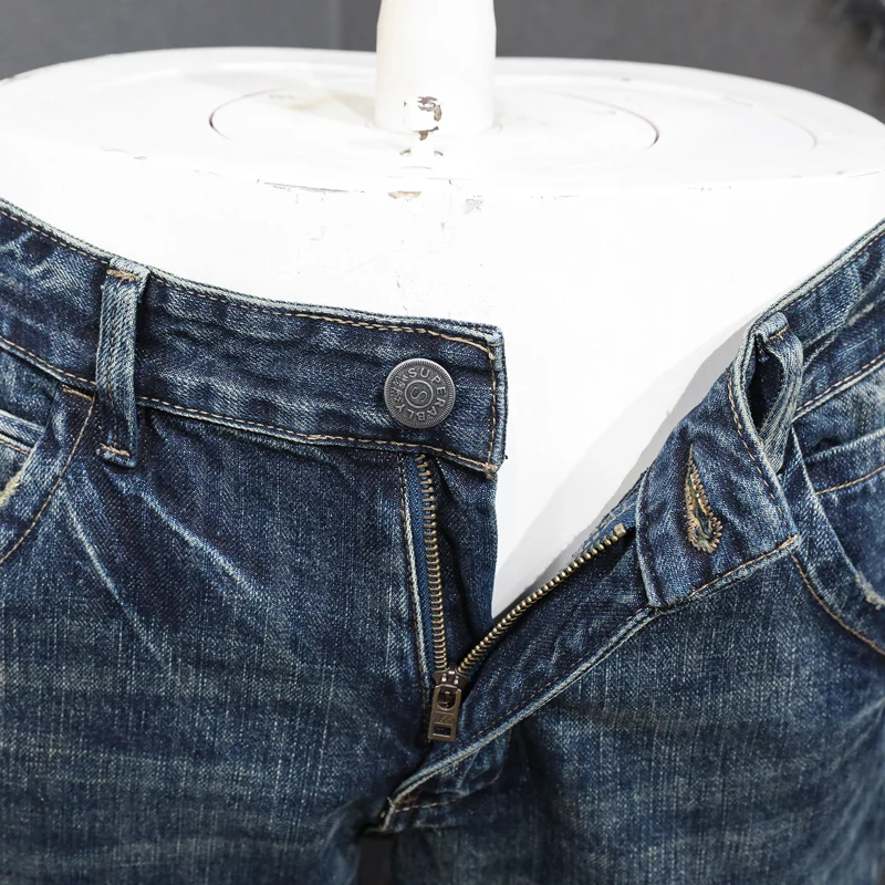 Newly Designer Fashion Men Jeans High Quality Retro Washed Slim Ripped Jeans Men Straight Trousers Vintage Denim Pants Hombre