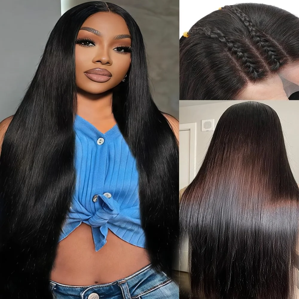 13x6 5x5 HD Transparent Lace Front Bone Straight Wig 28 Inch 200 Density Brazilian Human Hair Pre Plucked Wigs For Black Women