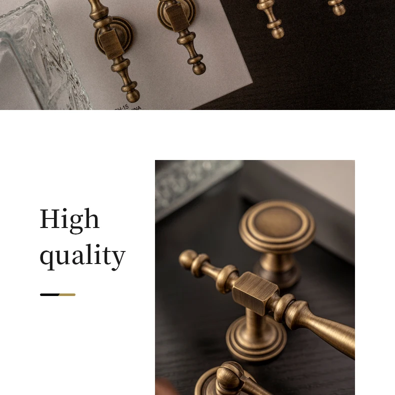 Brushed antique brass furniture handle 3