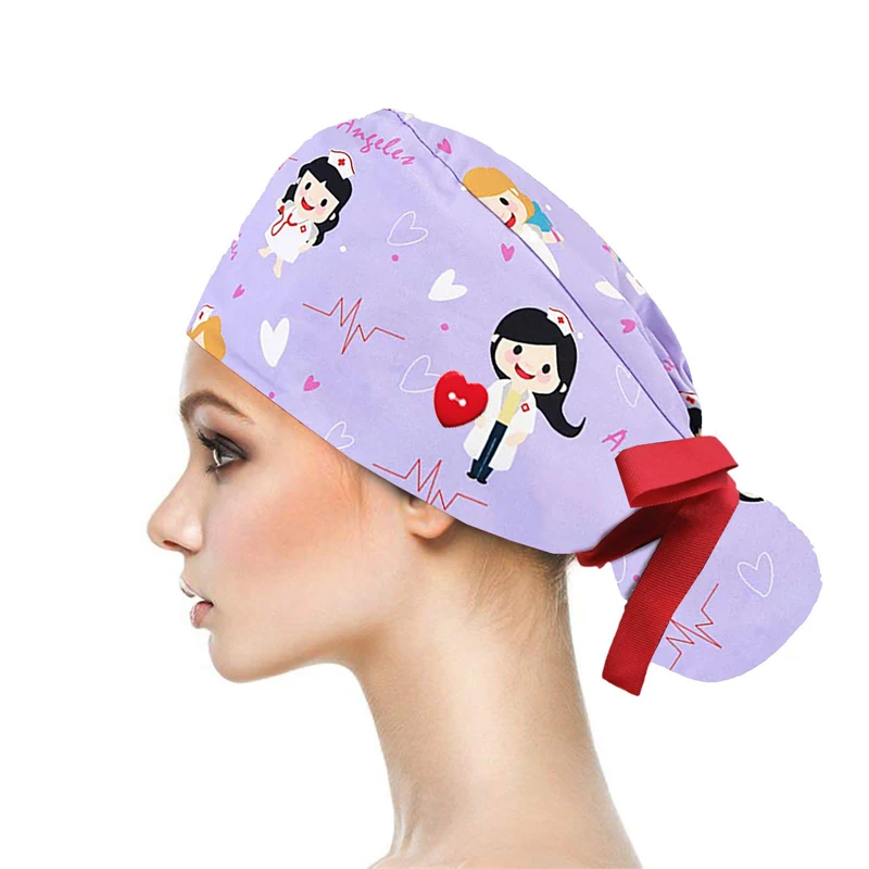 Casquettes de travail d'infirmière en coton pour femmes, chapeaux de toilettage pour animaux de compagnie, absorbant la sueur, respirant, réglable, salon de beauté de laboratoire