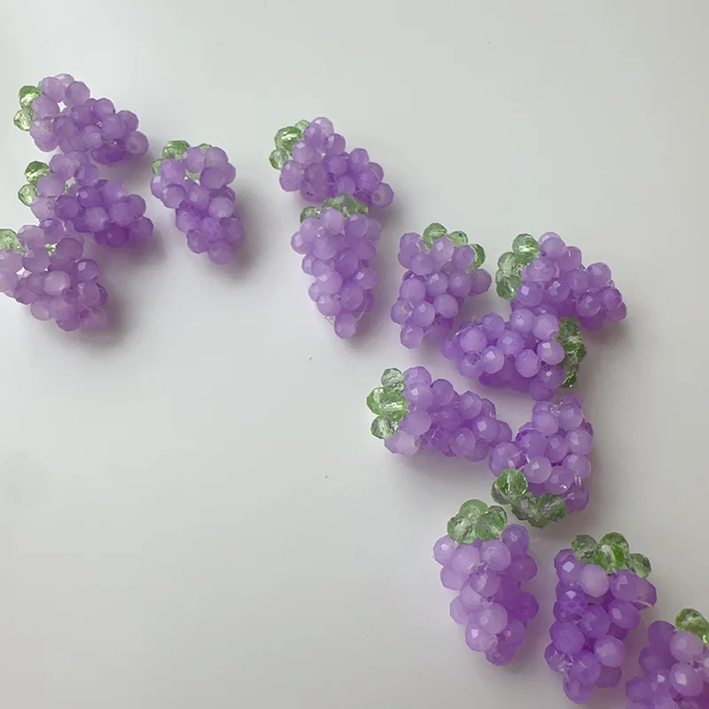 3PCS grape beaded handmade glass cute raspberry fruit phone case hat flower clothing wedding dress accessories clothing patch