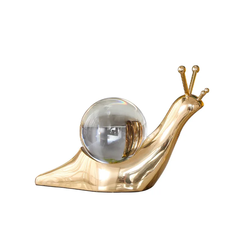Crystal ball light luxury ornament, animal light luxury brass living room snail handicraft