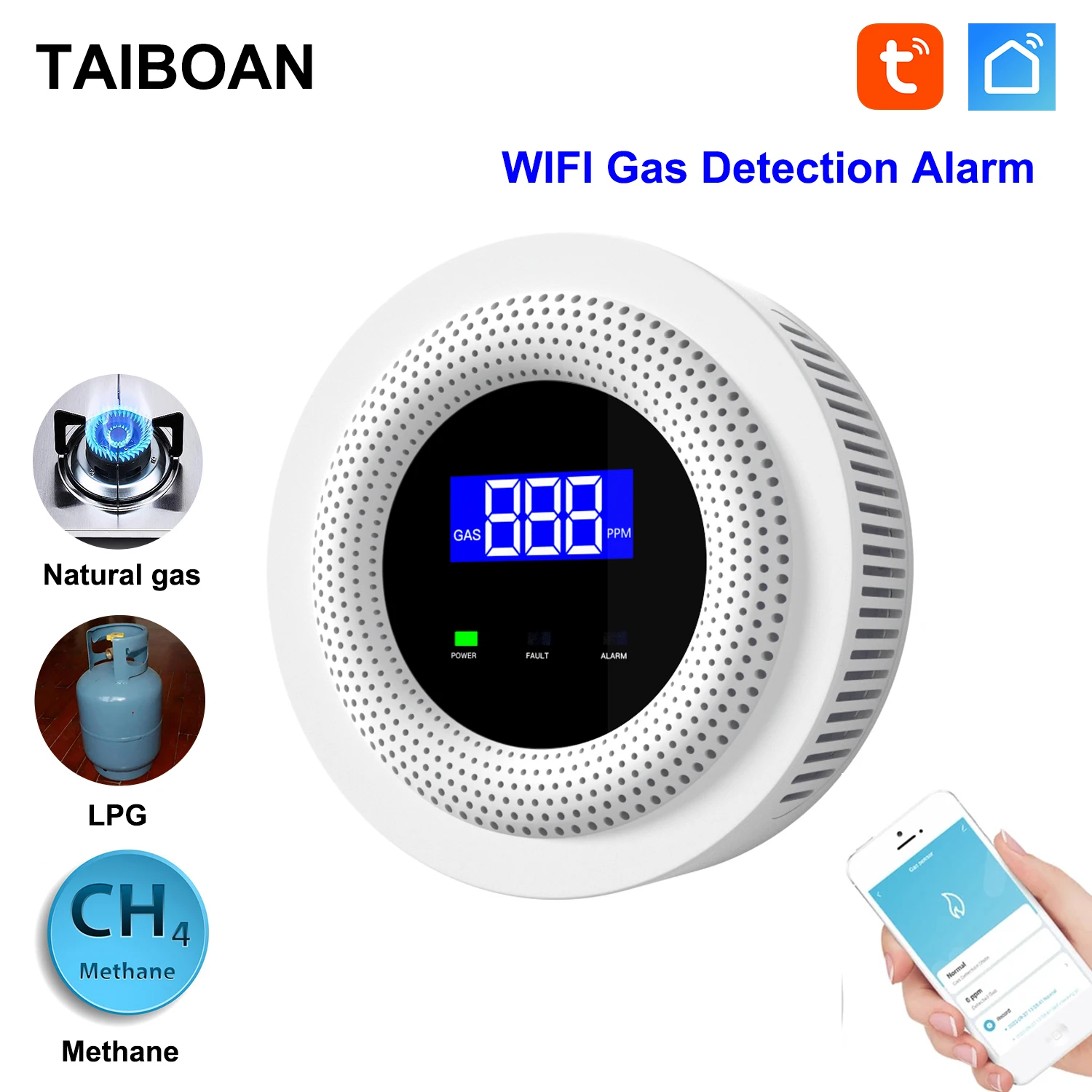 taiboan wireless wifi sensor de vazamento de gas natural gas combustivel detector vazamento home kitchen security alarm smart life app tuya 01