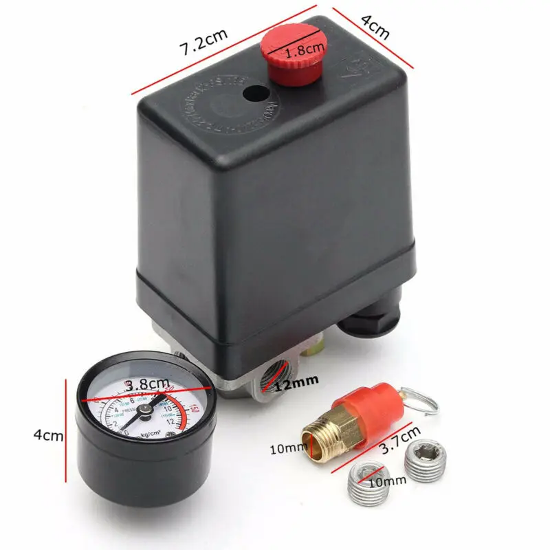 Auto On Off Button Manual Compressor Shut Off 175psi 4 Port Air Compressor Pressure Switch Manifold Regulator Safety Valve