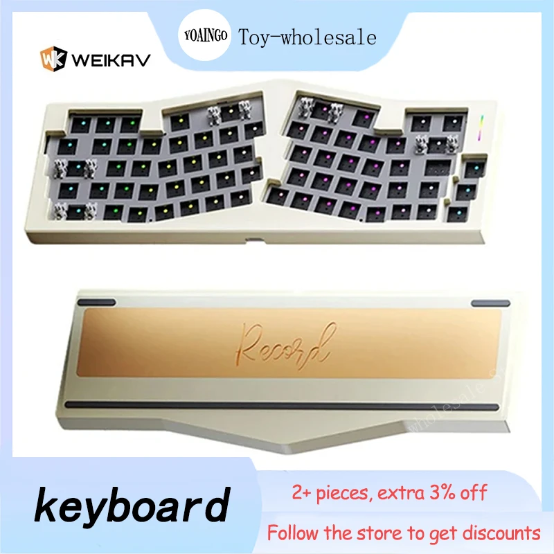 Weikav Record 68 Key Keyboard Alice Aluminum Mechanical Customization Kit RGB Customization Game Kit Hot Swap Game Keyboard Gift