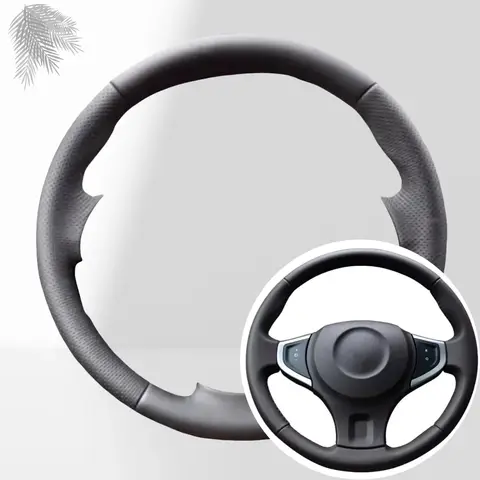 Renault Koleos 2009-2014 Samsung QM5 용 손으로 꿰맨 검정색 마이크로 화이버 가죽 천공 내마모성 스티어링 휠 커버