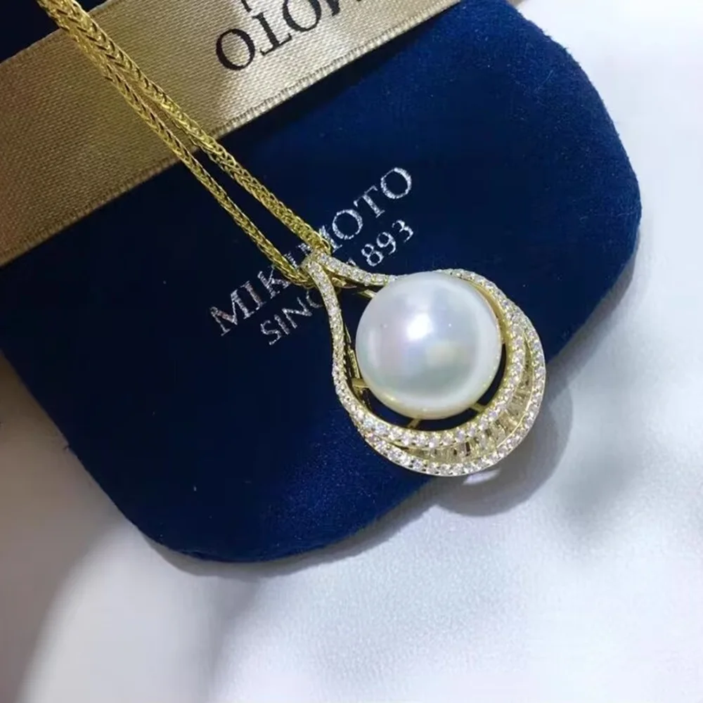 

Gorgeous and beautiful AAA 11-12mm South Sea white round pearl necklace pendant 18 "925S