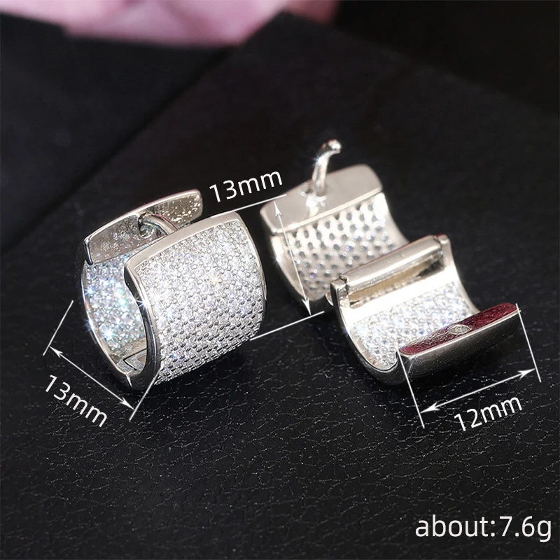 Huitan Chunky Hoop Earrings for Women Full Sparkling Cubic Zirconia Silver Color/Rose Gold Color Huggie Earrings Fashion Jewelry view 6