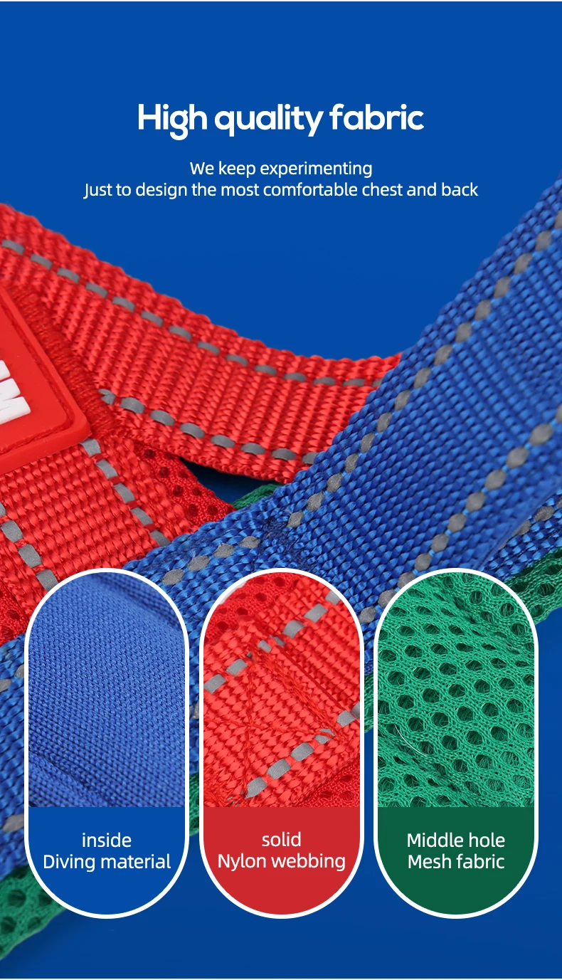 Hunde-Haustier-Brustgeschirr, breites Gurtband, zweifarbig, kontrastierend, vier Seadon-Hundegeschirr, Nylongriff, Outdoor-Hundegeschirr, reflektierend – Detail 4
