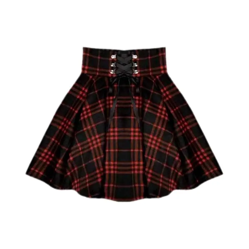 Japanese Gothic Subculture Skirt Women Sweet Fashion Pleated Plaid Skirts Spring Girl Y2k Harajuku Vintage Punk Mini Skirt New