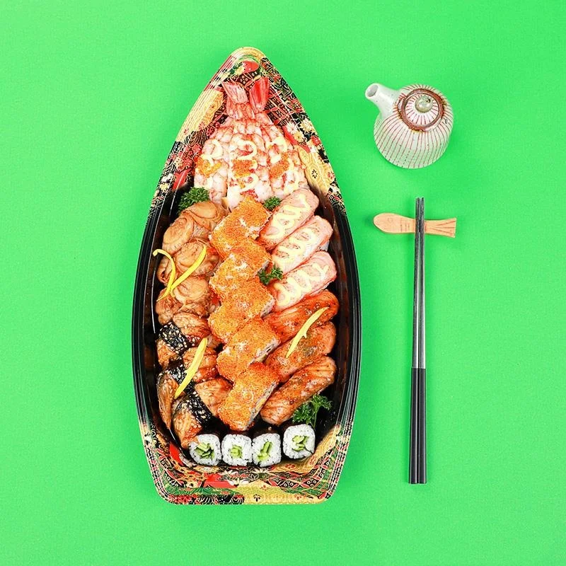 Sushi Trays Disposable Sushi Serving Tray Take Out Food Boxes Rectangle Sandwich Salad Dessert Bowl Meal Prep Containers ﻿