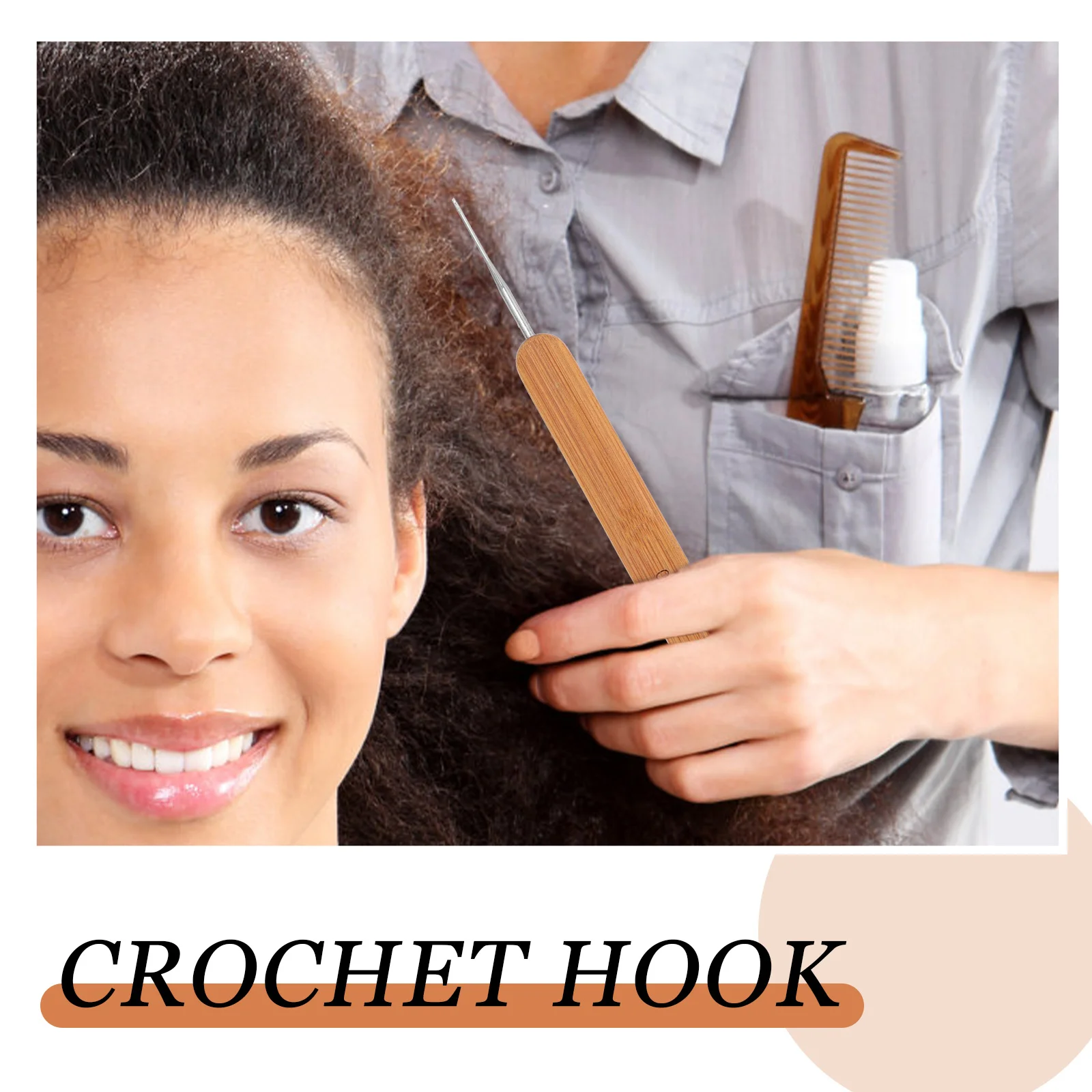 

3Pcs Bamboo Crochet Hooks Dreadlocks Needles Hair Woven Braided Tools Light Portable Hair Use Crochet Hook Metal Knitting Sewing