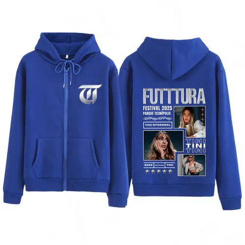 Imagen 2 del producto Cantante TINI STOESSEL Futtura Album 2025 Tour gráfico cremallera Sudadera con capucha hombres mujeres chaqueta de moda Vintage suelta sudadera con cremallera Tops