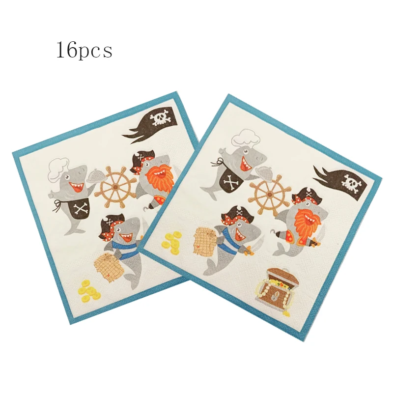 20/16Pcs Pirate Treasure Map Disposable Napkins Kids Happy Birthday Party Baby Shower Pirate Theme Party Decorative Supplies