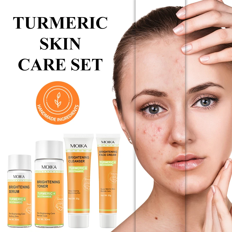 4-Piece Set MOIKA Turmeric Niacinamide Brightening Skin Care Set, Fade Melanin  Brighten Complexion Beauty Care