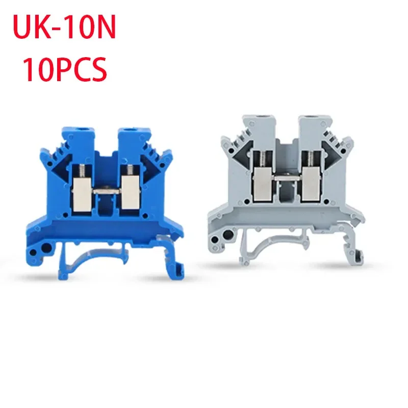 

10PCS Din Rail Terminal Blocks UK-10N Universal Wiring Class Connector Screw Conductor UK10N Screw Connection Wire Conductor