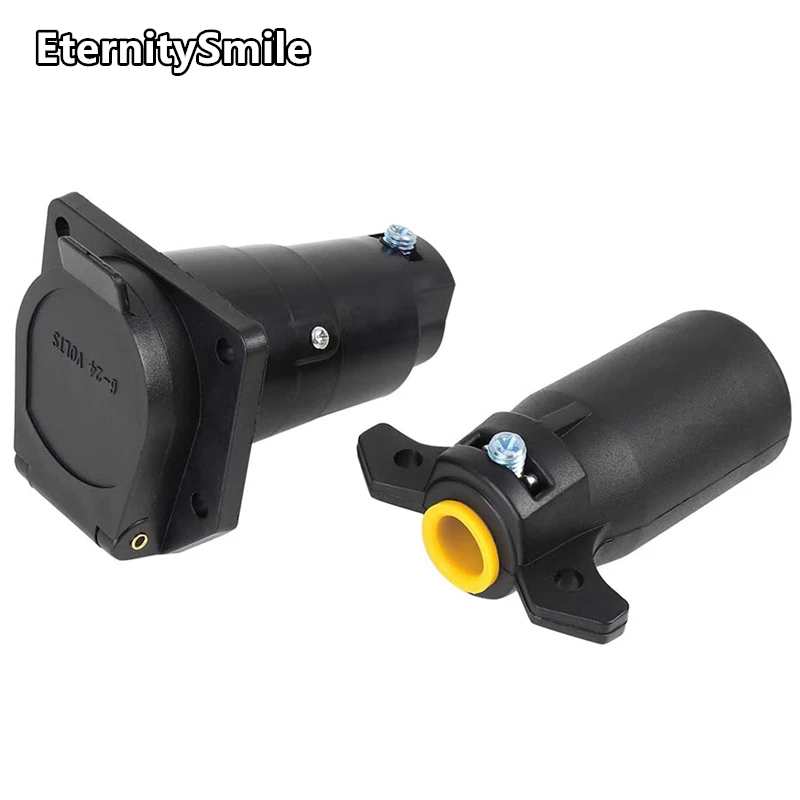 7 Way Trailer End Connector, 12V 7 Pin Round Trailer Plug, 7 Way Socket Adapter Wiring Connector for American