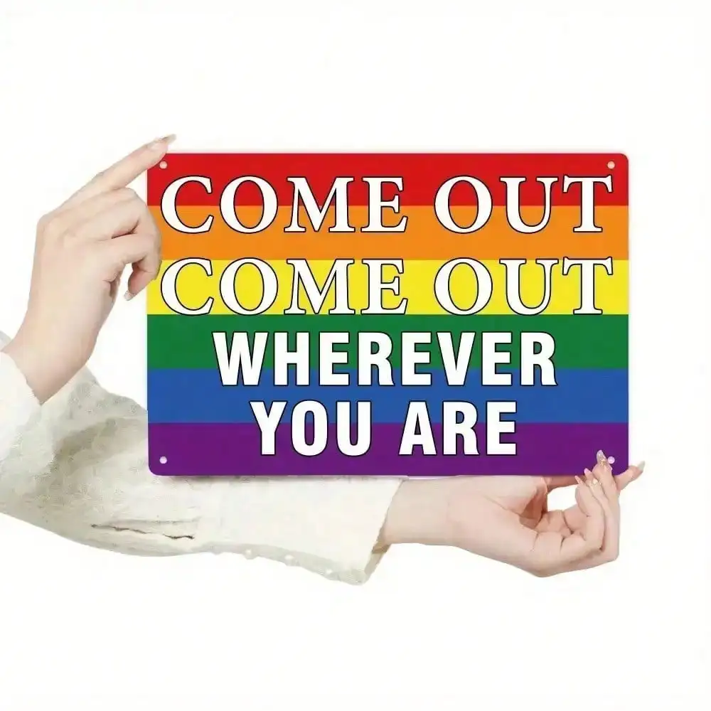 Vibrant Pride Wall Art Metal Canvas, LGBT Decor for Farmhouse Bar, Come Out Gift
