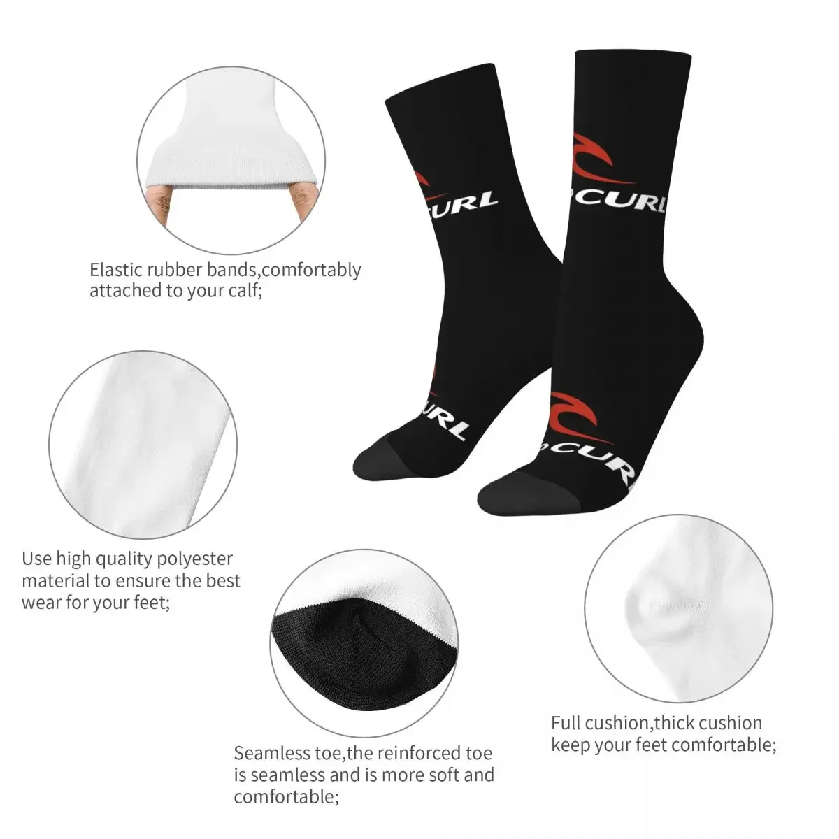 Rip Curl Logo Socken Harajuku hochwertige Strümpfe ganzjährig lange Socken Zubehör für Männer Frau Weihnachts geschenke