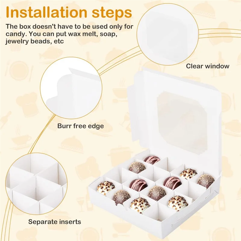 

16 Grid Dessert Box With Window Western Pastry Box Grid Baking Box For Chocolate Dessert Platter 20Pcs-AT64