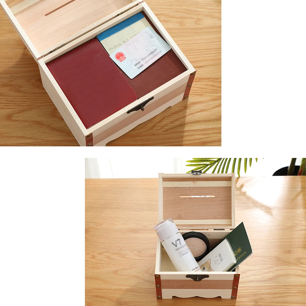 

Wooden Piggy Storage Box Beautiful Design Cash Coin ganizer Drawer Lock Office Home Decor Family Wooden Piggy Bank Item