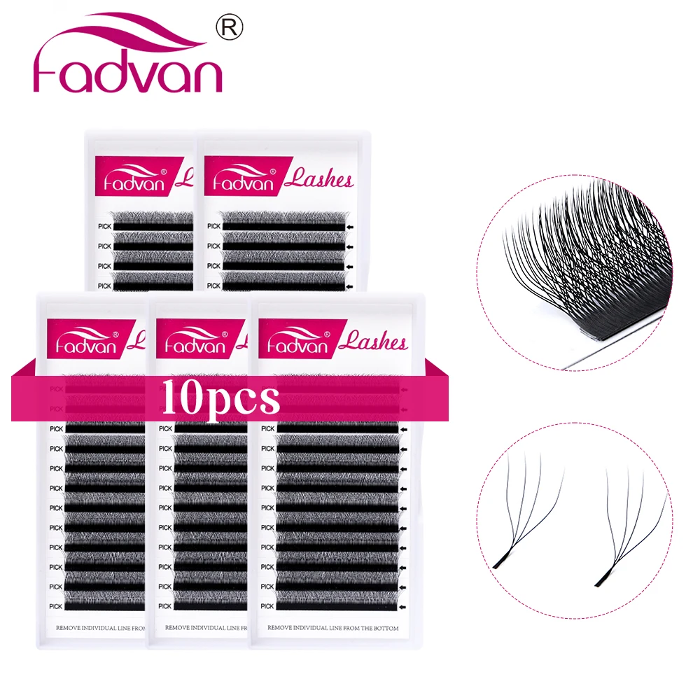 Fadvan 4D W Shaped Lashes Wholesale 10pcs Faux Mink Premade Volume Fans W Style Eyelash Comfortable Soft Natural Volume Lash