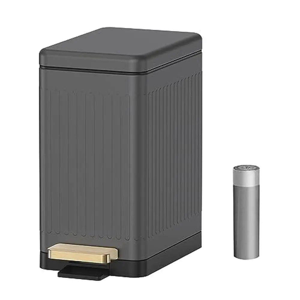 

Тонкий мусорный бак из нержавеющей стали, 10 л, понижающий мусорный бак, педаль без помощи рук, механизм мягкого закрытия, мусорное ведро для переработки