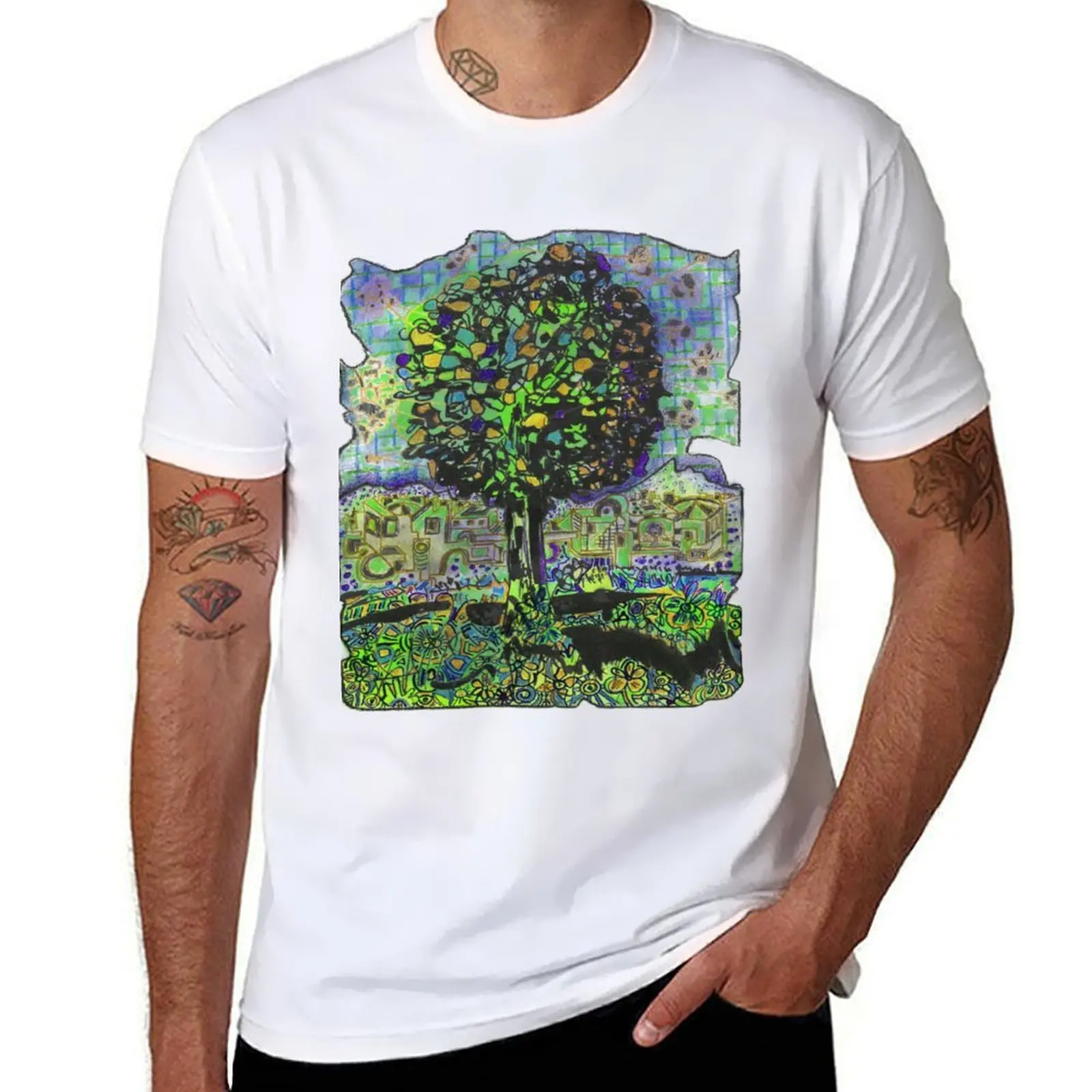 

Multicolored connected tree with a slightly more yellow hue T-Shirt t shirt man plain T-Shirt