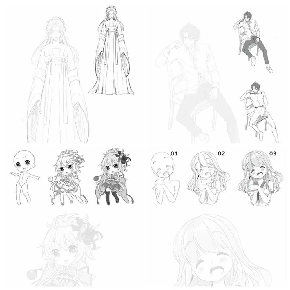 Novice Manga Hand Drawn Tutorial Zero Basic Tracing Anime Line Draft Book Studying Sketch Comics Drawing Copy Book Children