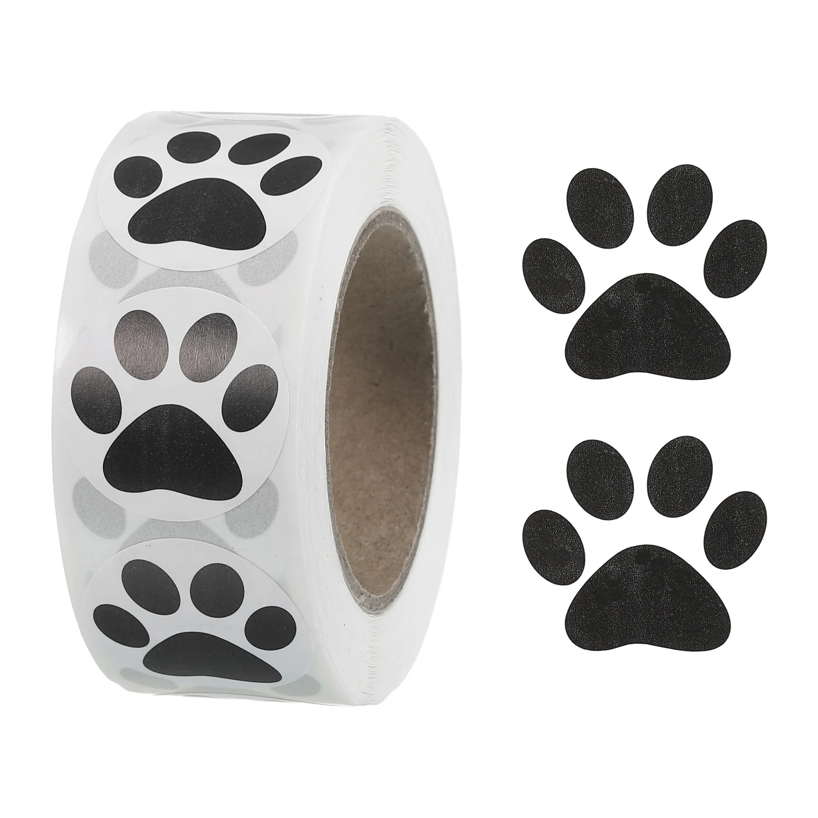 1/2Roll 1 Inch Black Paw Prints Stickers Adhesive Dog Paw Prints Labels Sticker for Greeting Cards Envelopes Gift Bags Postcards