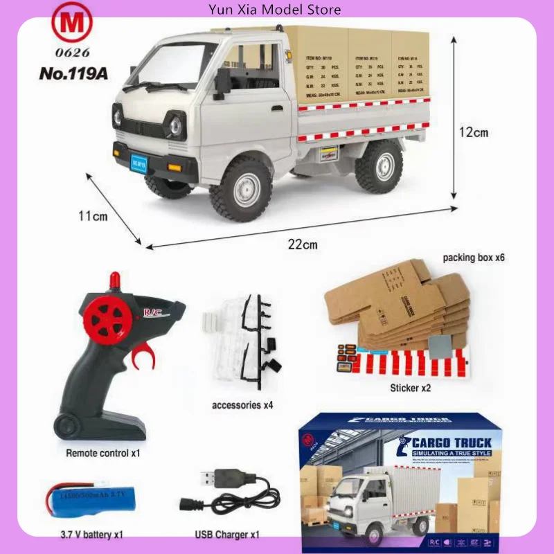 Wpl D12 1:16 Rc Auto Simulatie Drift Klimmen Truck Led Licht Cargo Rc Elektrisch Speelgoed Afstandsbediening Auto Model Verjaardagscadeau