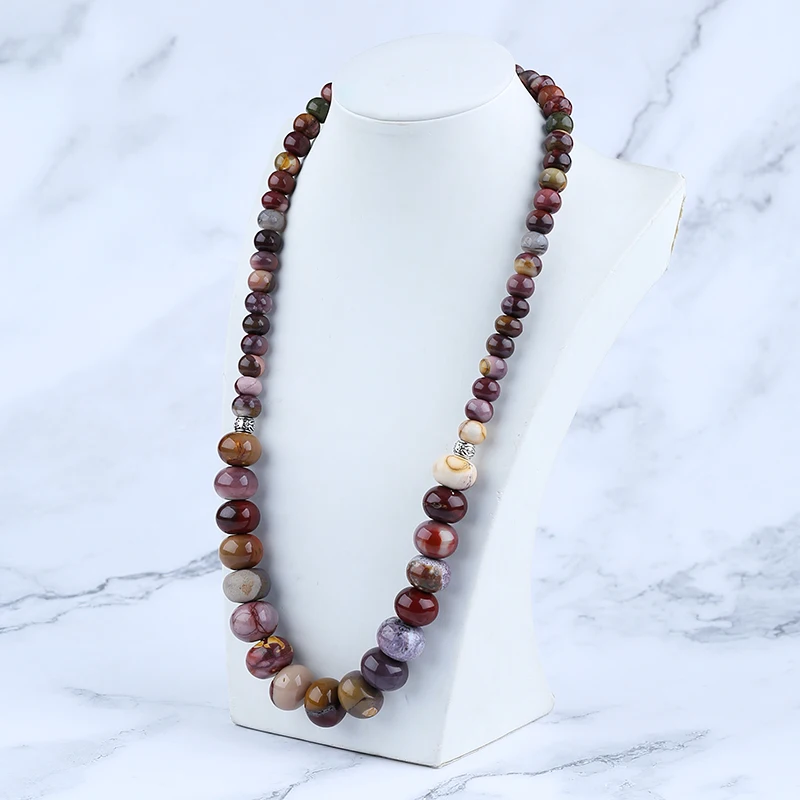 Natural Mookaite Jasper Gemstone Necklace, Handmade Jewelry 24 inch, 140g size:7x10mm, 13x18mm