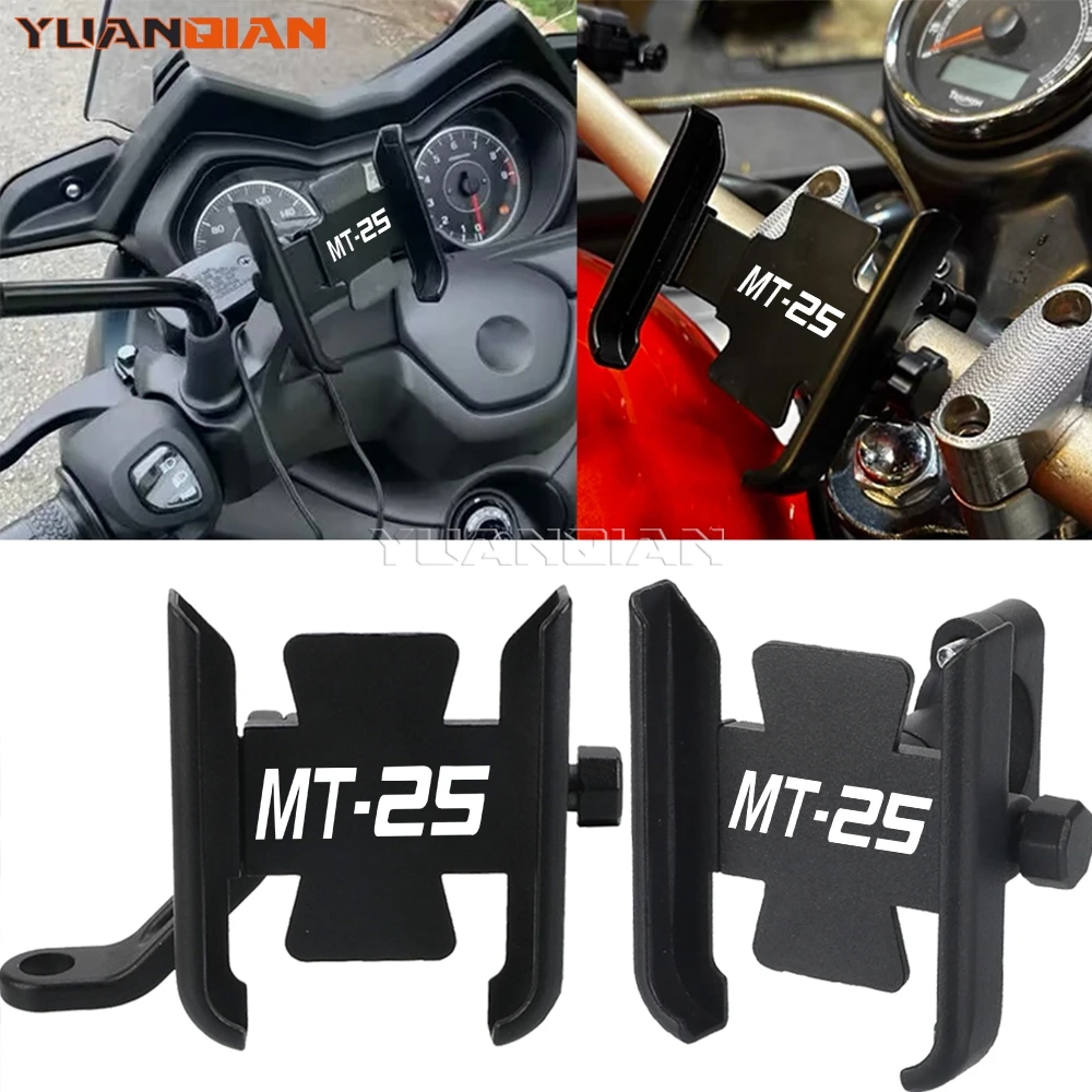 Motorcycle Handlebar Mobile Phone Holder GPS Stand Bracket CNC For YAMAHA MT25 MT 25 MT-25 2005~2025 2022 2023 2024 Accessories