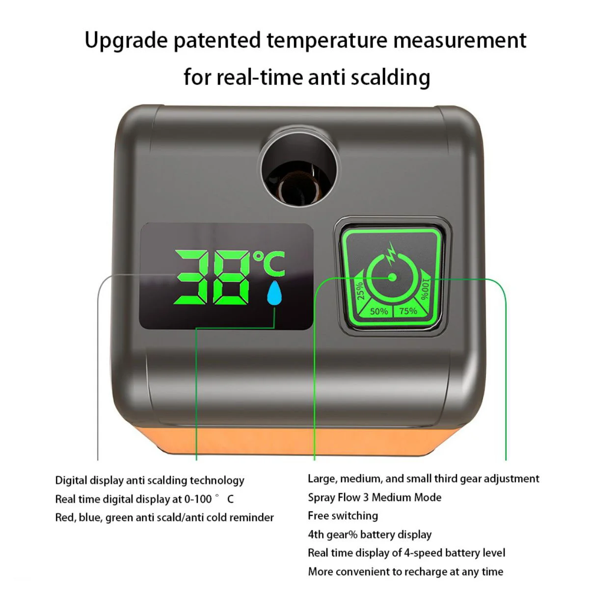 Outdoor Camping Shower 7800Mah Electric Shower Pump IPX7 Waterproof with Digital Display for Travel Beach Pet Watering