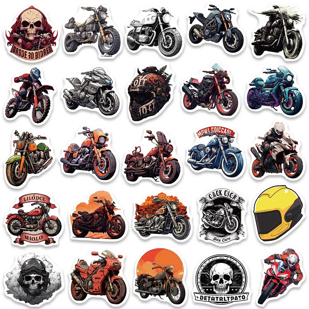 50pcs Cool Punk Cartoon Motorcycle Graffiti Stickers For Laptop Phone Guitar Luggage Bicycle Car Vinyl Waterproof Decals