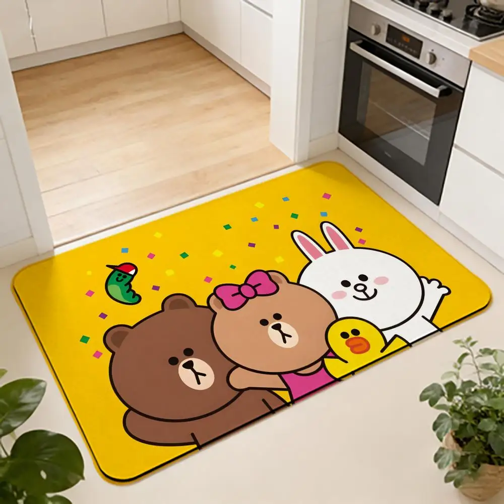 ANIME B-Brown Bear Bodenmatte, saugfähige Bodenmatte, rutschfester Eingangsteppich für Badezimmer, Waschräume und Toiletten
