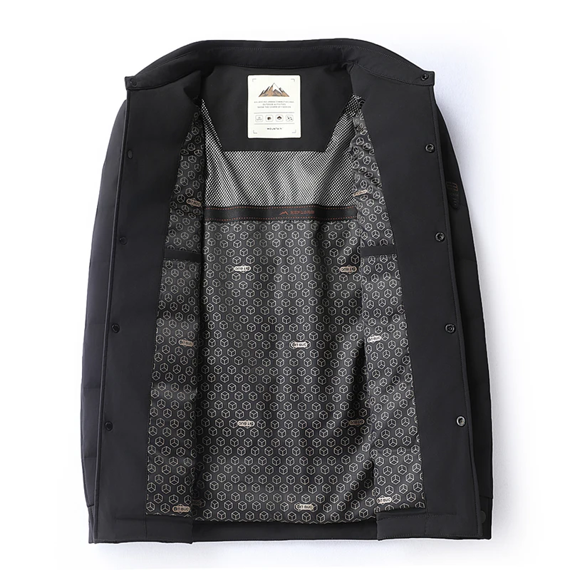 الشتاء الرجال الأسود الكاكي أسفل معطف رفض طوق واحدة الصدر قميص سترة خفيفة الوزن الدافئة الحرارية ملابس خارجية ملابس أنيقة