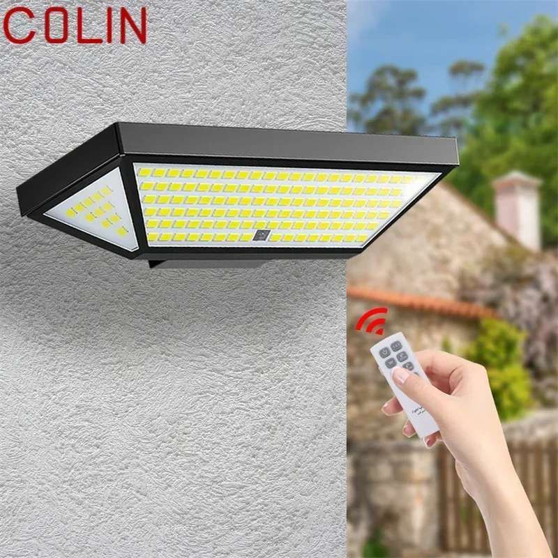 COLIN Outdoor Solar Wall Flood Light Menselijk lichaam inductie met afstandsbediening Waterdichte IP65 LED voor binnenplaats veranda lamp