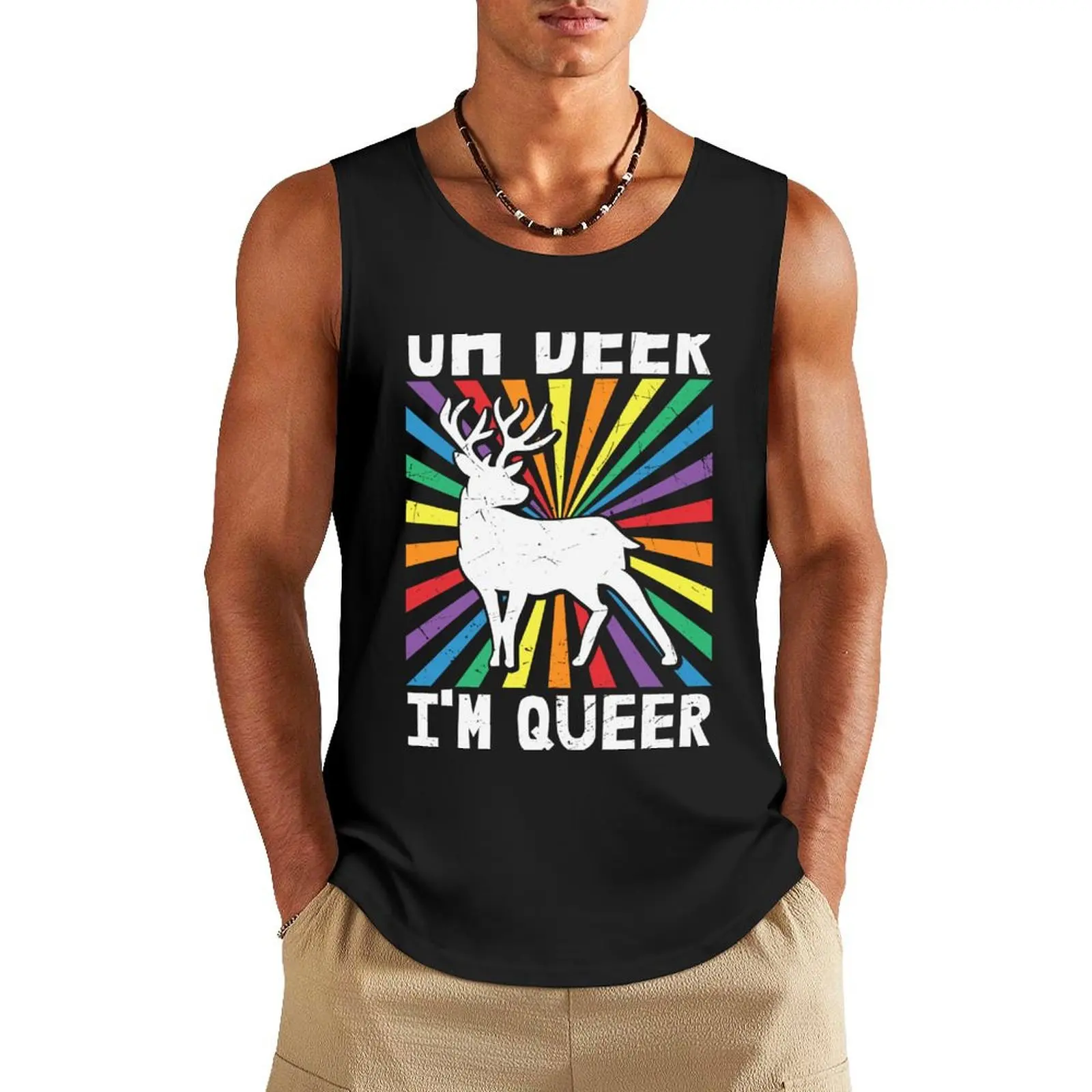 Oh Deer I'm Queer - Funny LGBTQ Tank Top summer Vest for boy bodybuilding men clothes