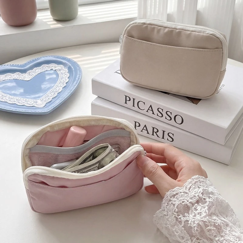 

Cute Stationery Storage Box Pencil Bag Simple Oxford Cloth Cosmetic Bag Travel Portable Cosmetics Data Cable Storage Bag