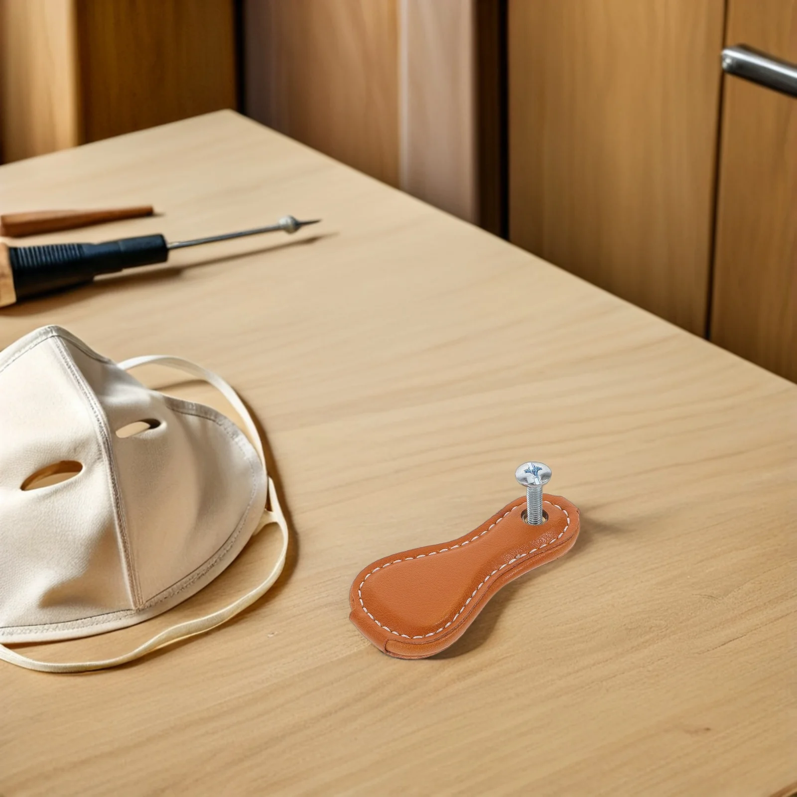 

2Pcs PU Drawer Pulls Retro Vintage Single Hole Cabinet Handles Handmade Furniture Pulls for Dressers Closets Wardrobes