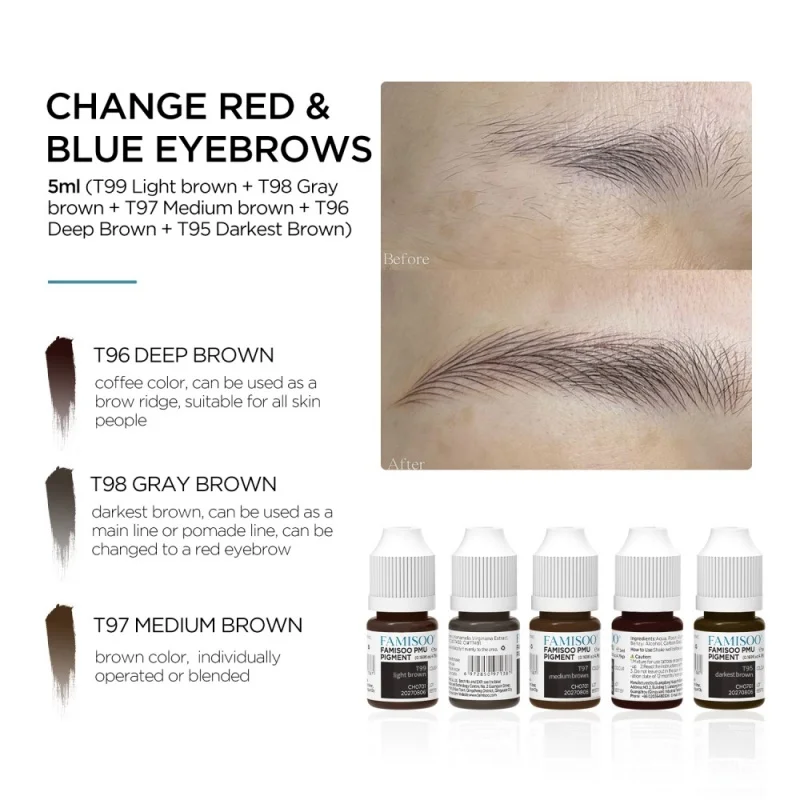 5ML Brown Eyebrow Tattoo Ink Permanent Makeup Inks For Eyebrows Liquid Texture Professional Microblading Pigment For Eyebrow