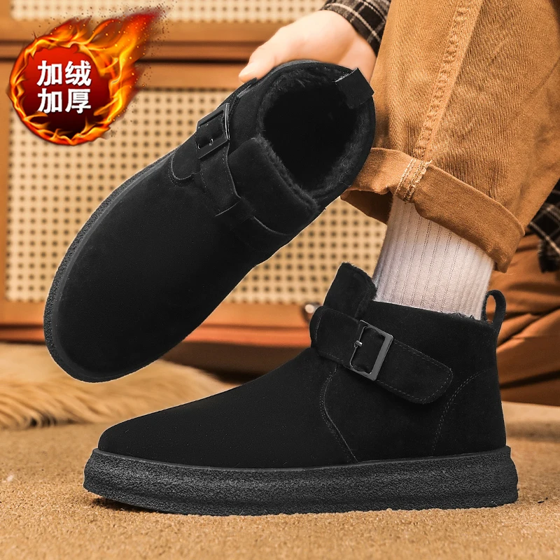 أحذية الثلوج الشتوية للرجال 2025، مبطنة بالفرو الصناعي ومقاومة للماء، مضادة للانزلاق لخروج الحضرية غير الرسمية